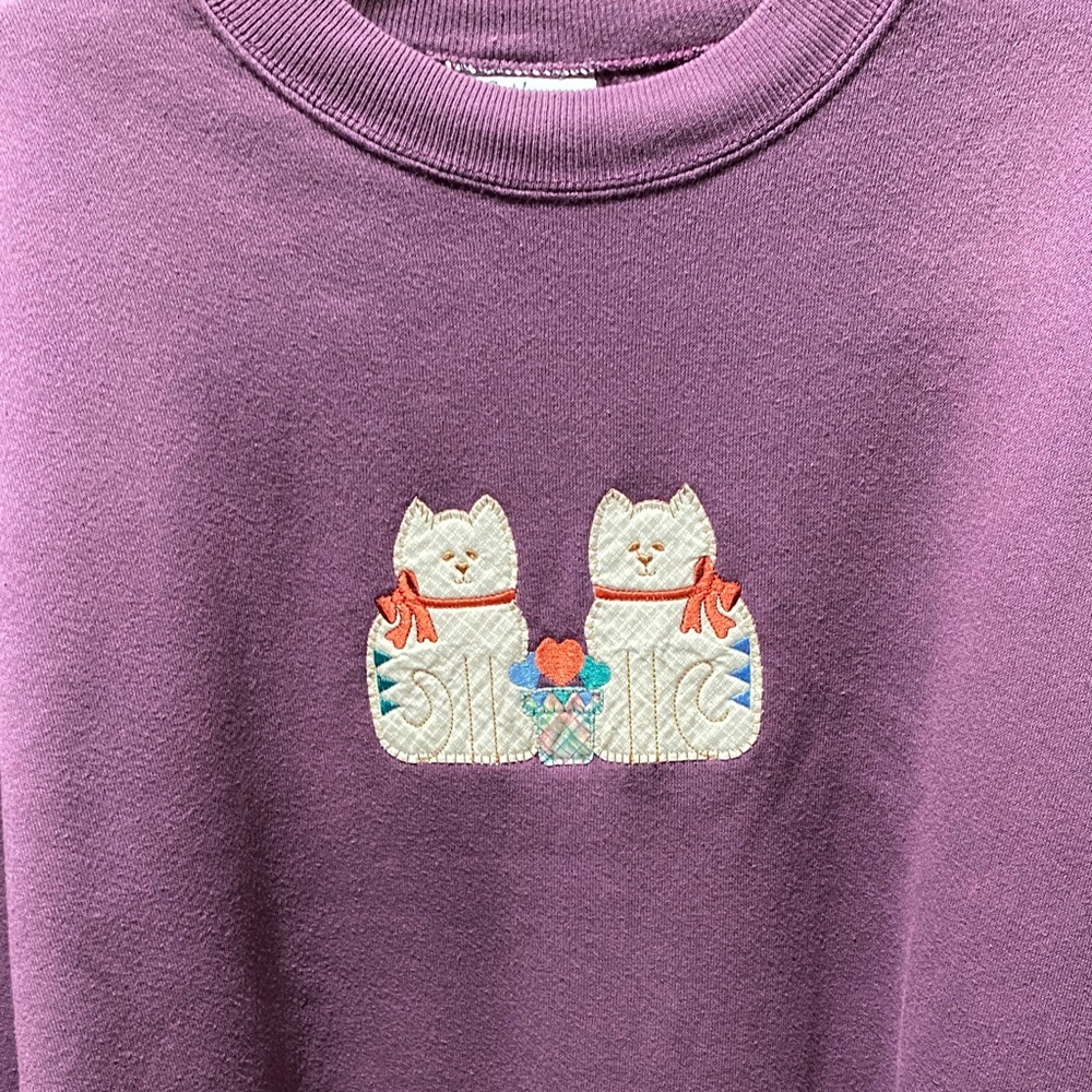 Gopher sport vintage plus size 3X Purple Sweatshirt with Cat Embroidery - Picture 14 of 16